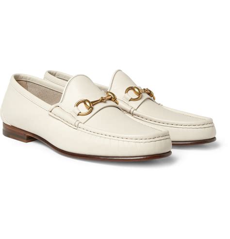 white gucci leather loafers